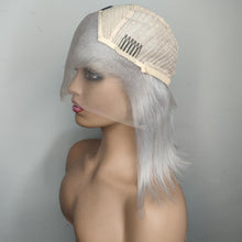 Load image into Gallery viewer, 10&quot; White Bob Human Hair Wig 130% Density
