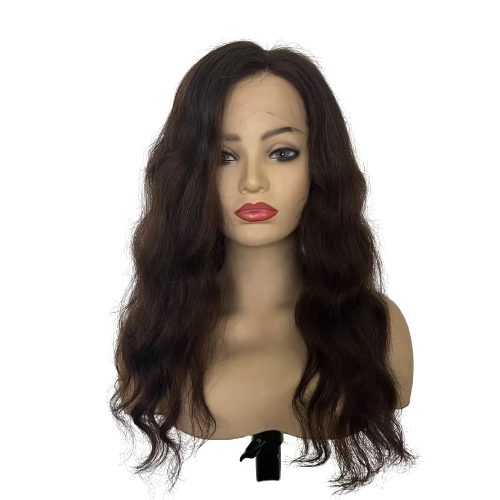 18" Brown Color #3 Loose Body Wave Front Lace Wig Remy Double Drawn Human Hair
