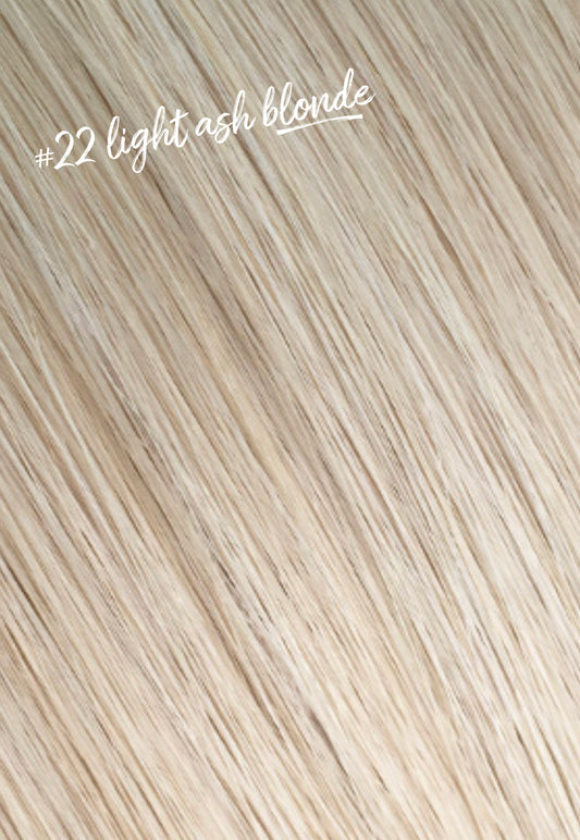Light Ash Blonde Flat Hybrid Weft Hair Extensions Color #22