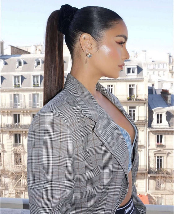 Vanessa Hudgens Rocking KmXtend Hair Extensions at Paris Fashion Week