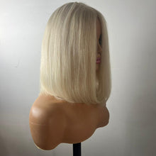 Load image into Gallery viewer, 10&quot; Lightest Platinum Blonde Bob Human Hair Wig 130% Density
