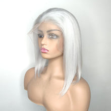 Load image into Gallery viewer, 10&quot; White Bob Human Hair Wig 130% Density
