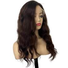 Load image into Gallery viewer, 18&quot; Brown Color #3 Loose Body Wave Front Lace Wig Remy Double Drawn Human Hair
